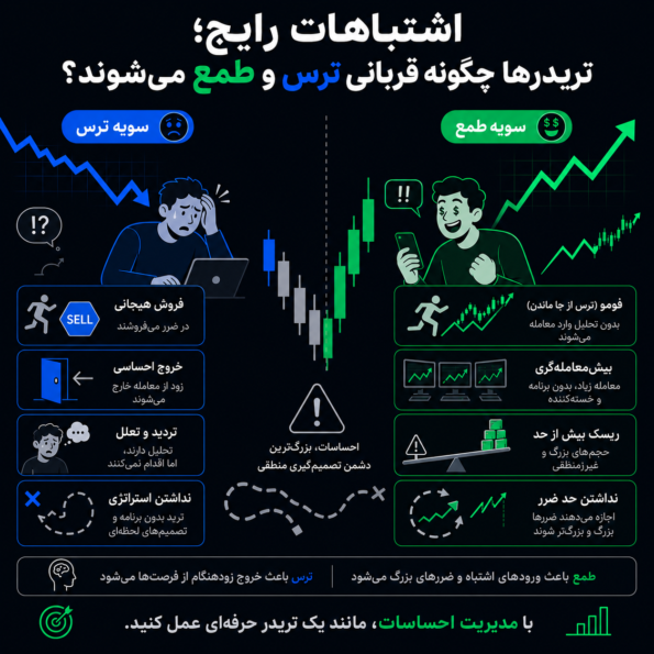 اشتباهات رایج؛ تریدرها چگونه قربانی ترس و طمع میشوند؟