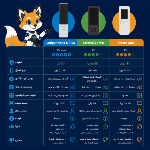 مقایسه Ledger Nano S Plus با رقبا