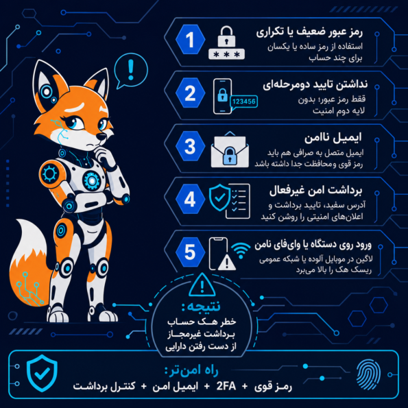 ضعیف گرفتن امنیت حساب صرافی
