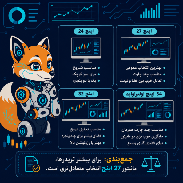 اندازه مناسب مانیتور برای ترید