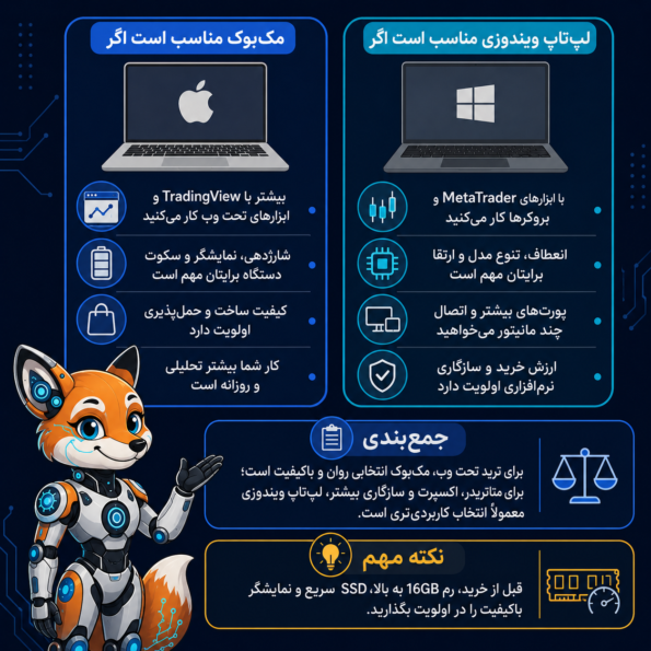 مکبوک برای ترید بهتر است یا لپتاپ ویندوزی؟