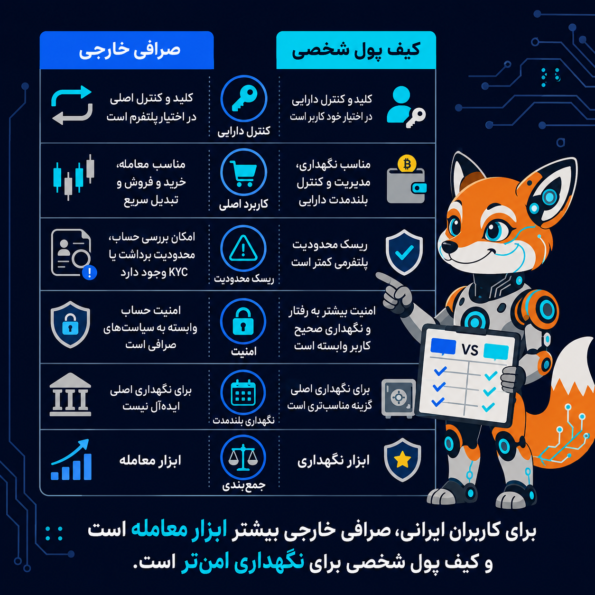 مقایسه مهم: صرافی خارجی vs کیف پول شخصی