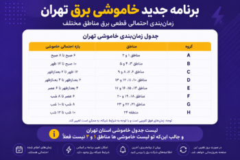 برنامه جدید خاموشی برق تهران | جدول زمانبندی احتمالی قطعی برق مناطق مختلف
