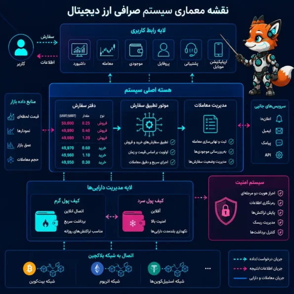 نقشه معماری سیستم صرافی ارز دیجیتال cryptocurrency exchange