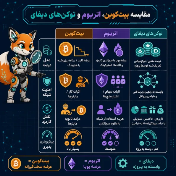 Bitcoin Halving در مقایسه با اتریوم و توکن‌های دیفای؛ بررسی مدل عرضه، امنیت شبکه، کارمزد و پیش‌بینی‌پذیری ارزهای دیجیتال