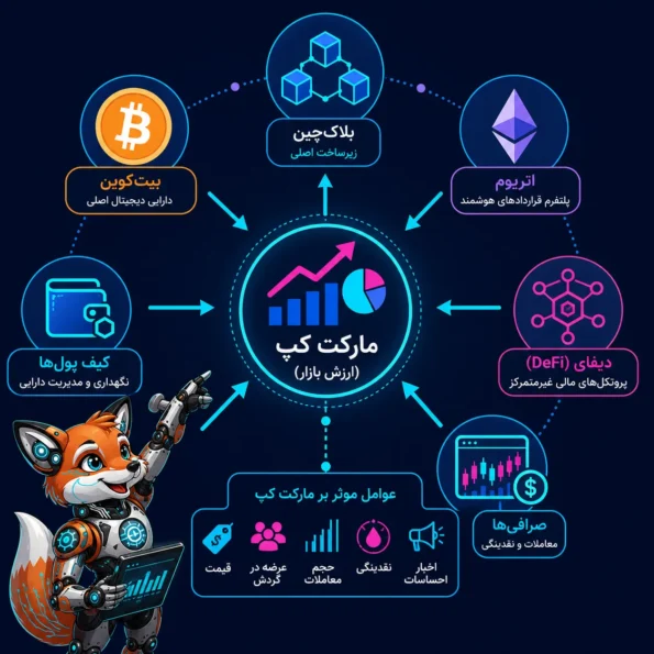 گراف شبکه MarketCap و ارتباط آن با بلاکچین، بیت‌کوین، اتریوم، دیفای، کیف پول‌ها و صرافی‌ها