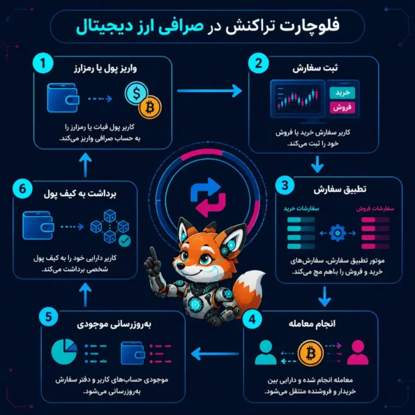 فلوچارت تراکنش در صرافی ارز دیجیتال cryptocurrency exchange