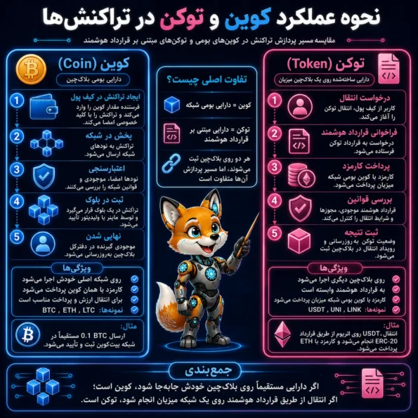 نحوه عملكرد كوين و توكن در تراكنش ها