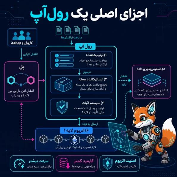 اجزای اصلی رولآپها شامل ترتیبدهنده، ارسالکننده بسته، پل، سیستم اثبات، دسترسپذیری داده و اتریوم لایه ۱