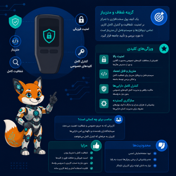 3. Trezor Safe 3 — گزینه شفاف و متن‌باز