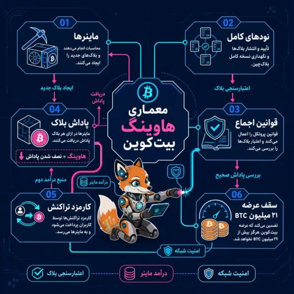 Bitcoin Halving و معماری شبکه بیت‌کوین؛ ارتباط ماینرها، نودهای کامل، قوانین اجماع و سقف عرضه ۲۱ میلیون BTC