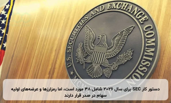 دستور کار SEC برای سال ۲۰۲۶ شامل ۳۸ مورد است، اما رمزارزها و عرضه‌های اولیه سهام در صدر قرار دارند